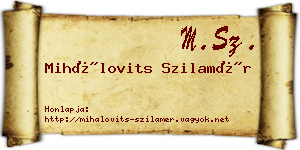Mihálovits Szilamér névjegykártya